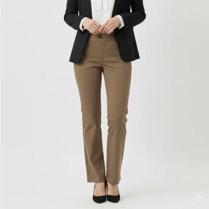 Betabrand Medium Petite Straight Leg Dress Pant Yoga Dark Khaki Twill 30" inseam